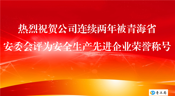 【喜讯】 热烈祝贺公司连续两年被青海省安委会评为安全生产先进企业荣誉称号